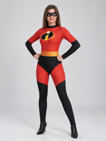 Superhero Carnival Costume with Mask, Red and Black