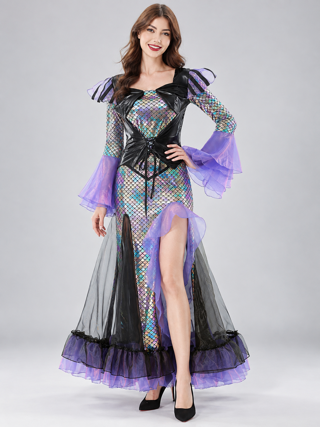 Carnival Dress with a Scale Pattern and Bow Costume Dresses detail