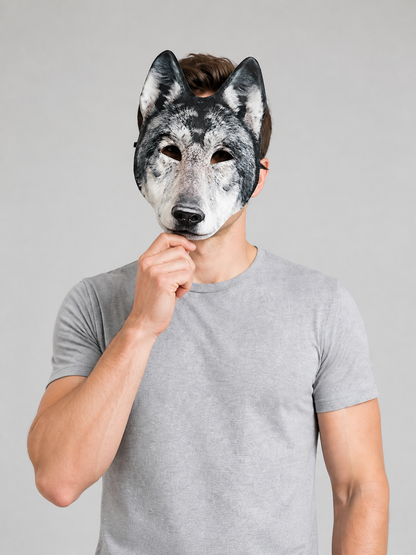 Gray and White Wolf Carnival Headpiece for Halloween Costume Headwear detail