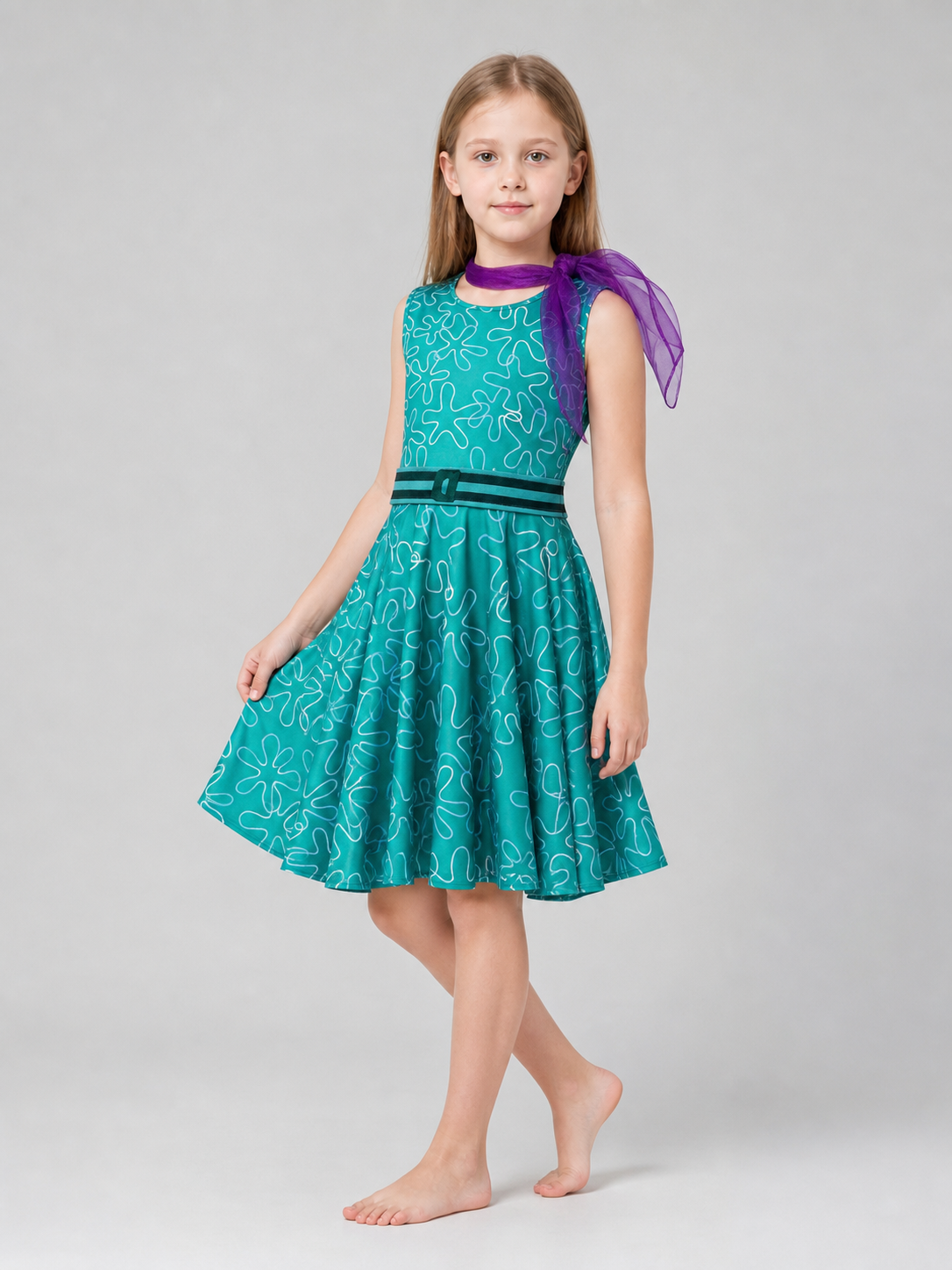Inside Out 2 Cosplay Dress with Belt and Scarf