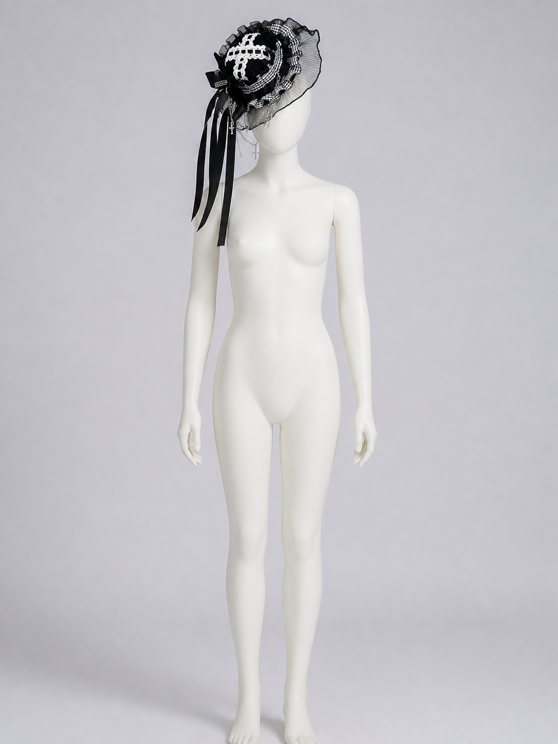 Gothic Carnival Top Hat with Bow and Ruffles for Cosplay Costume Headwear detail