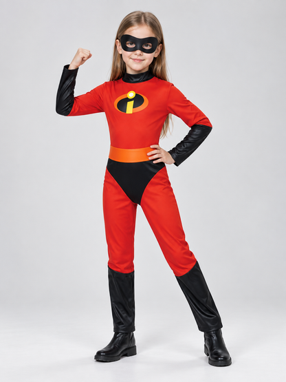 Kids' Superhero Costume Red with Mask and Belt