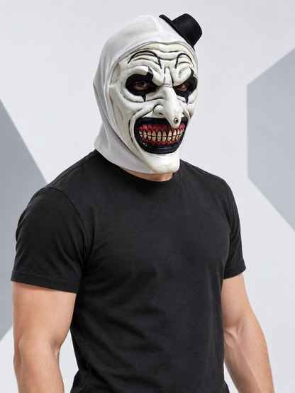 Sinister Clown Mask with Black Top Hat Costume Masks detail