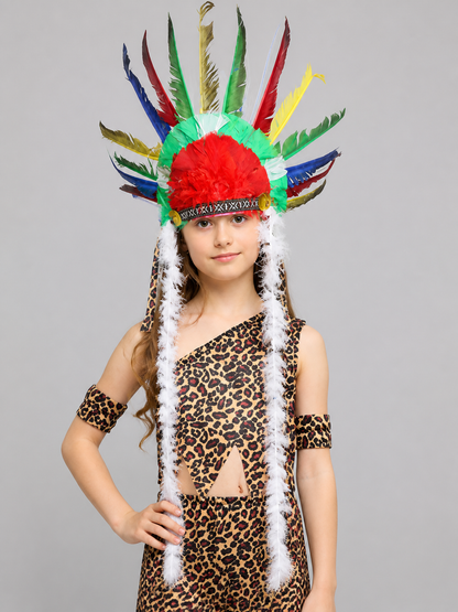 Carnival Headdress with Colorful Feathers Costumes detail