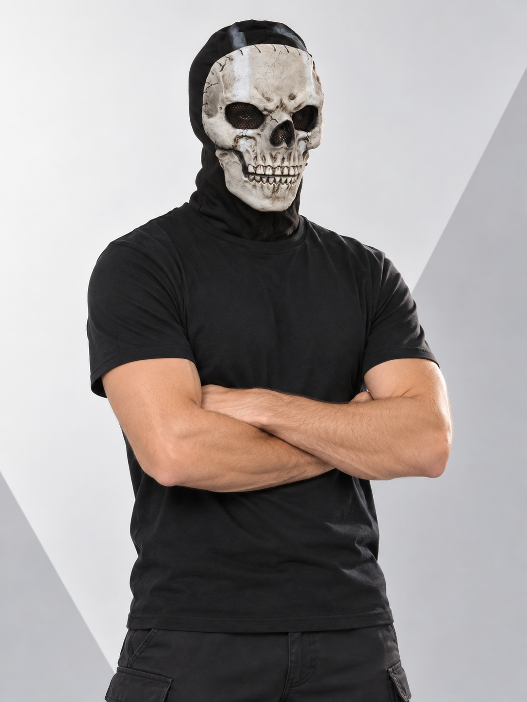 Realistic Skull Mask with Hood and Black Balaclava