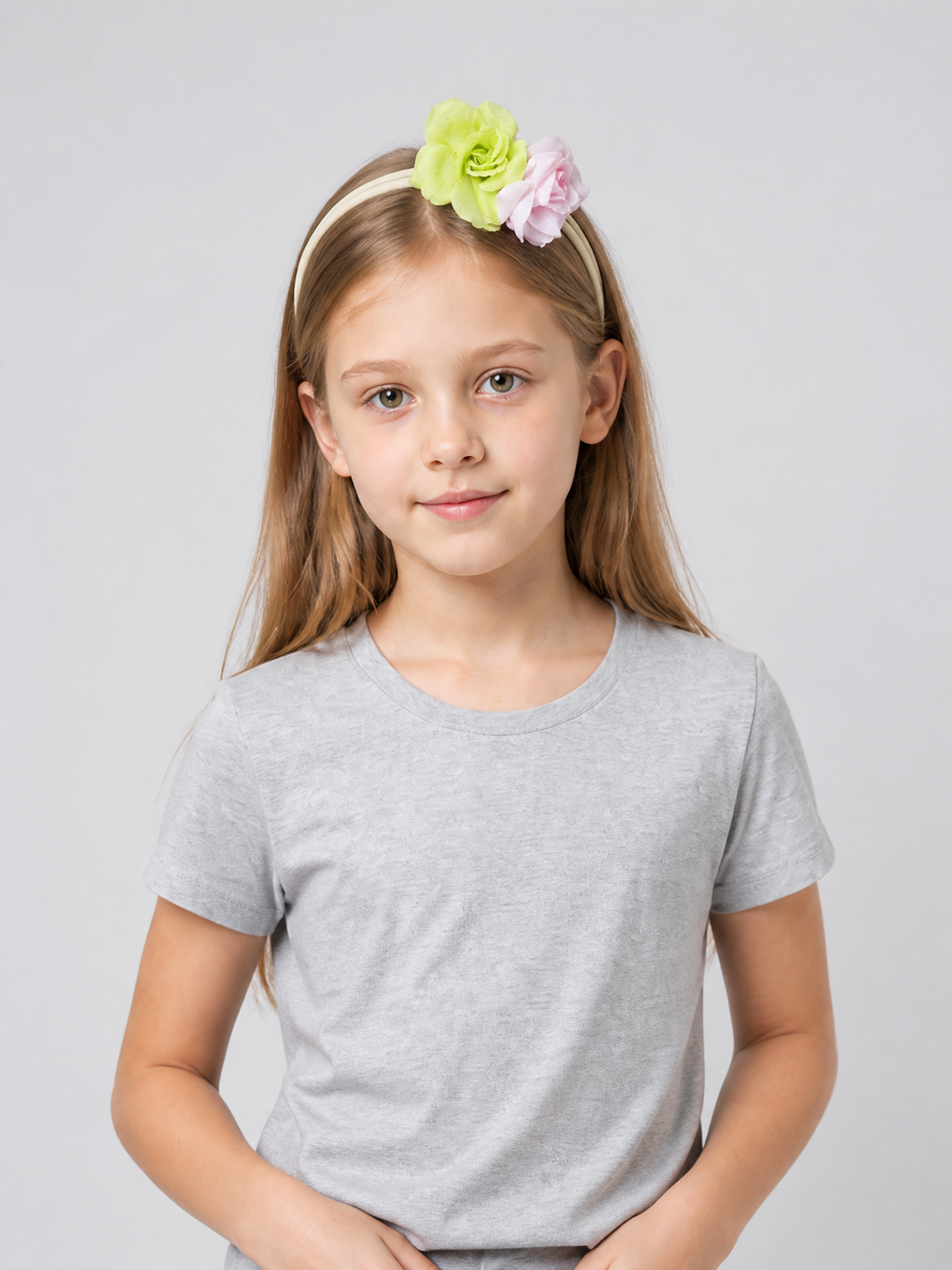 Carnival Headband with Floral Decoration, White Costume Headwear detail