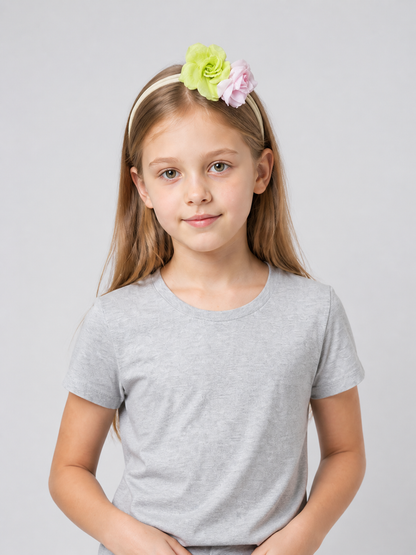 Carnival Headband with Floral Decoration, White Costume Headwear detail