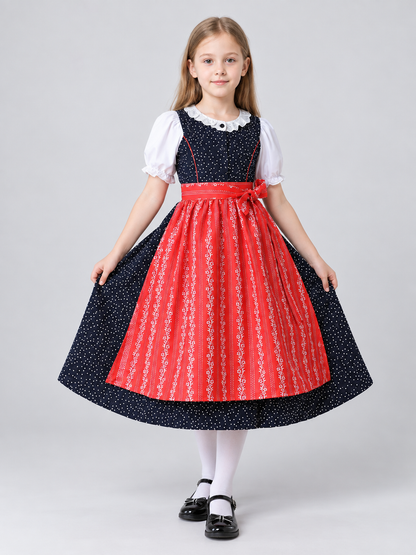 Bavarian-Style Dress with Polka-Dot Apron