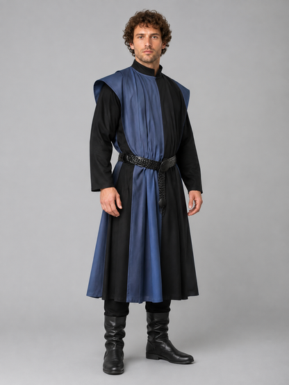 Blue-Black Medieval Costume with Braided Belt Costumes detail