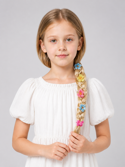 Carnival Wig with Braid and Flowers for Halloween and Cosplay Costume Wigs detail