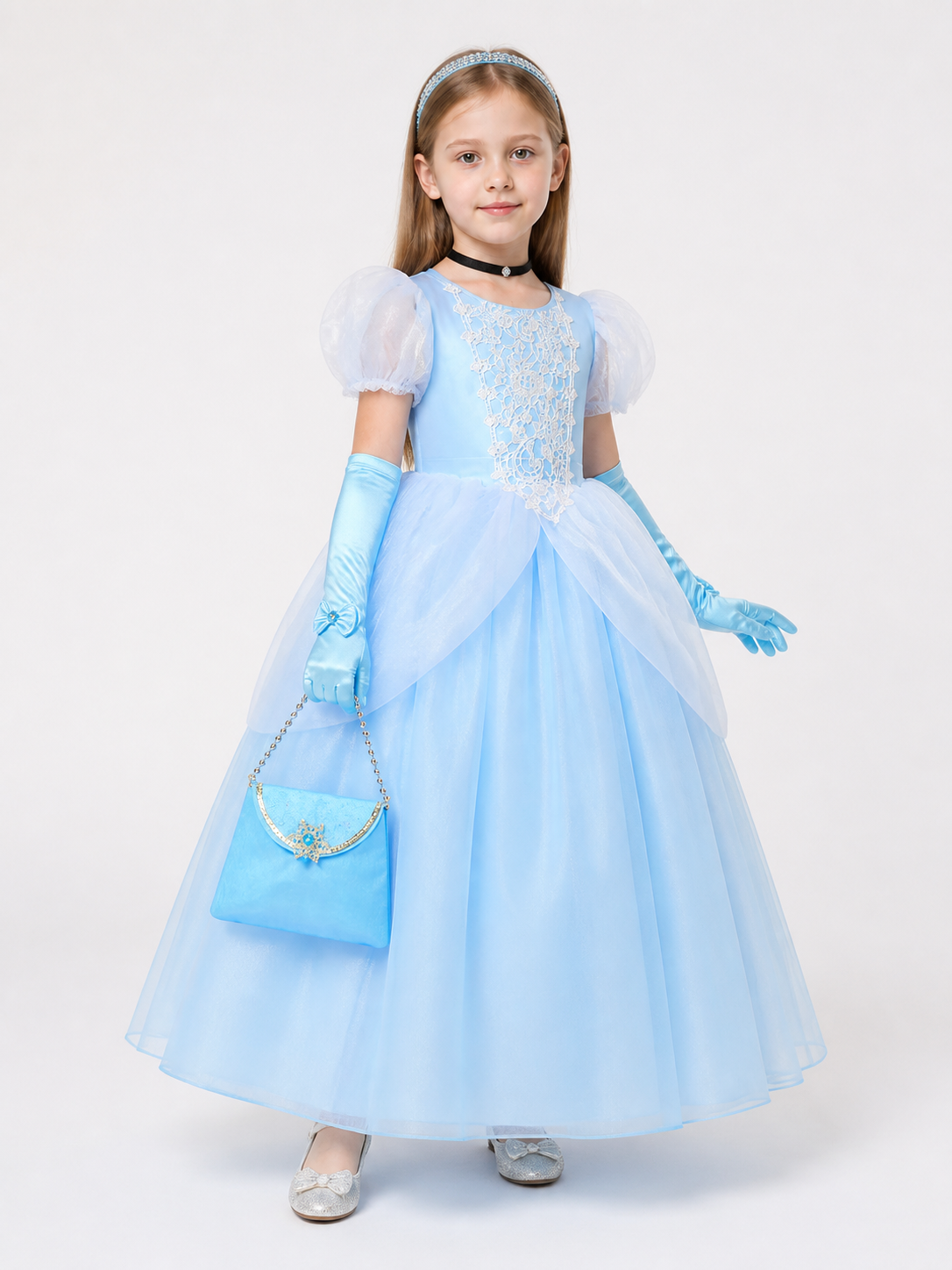 Princess Carnival Costume with Full Skirt and Lace