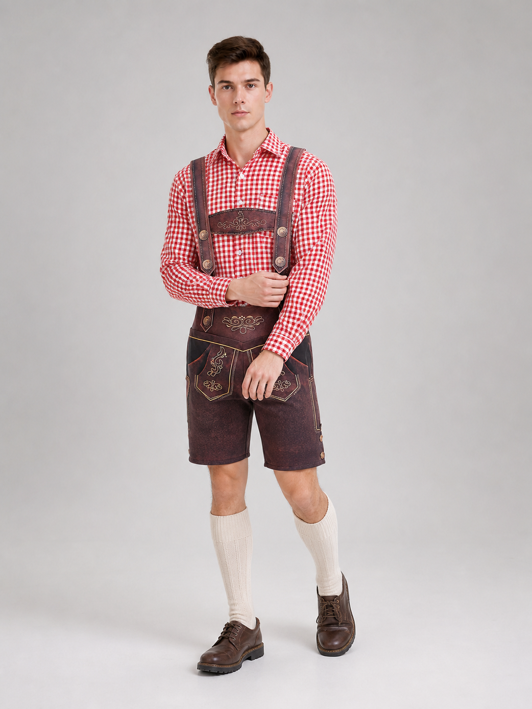 Red and White Checkered Shirt for Oktoberfest