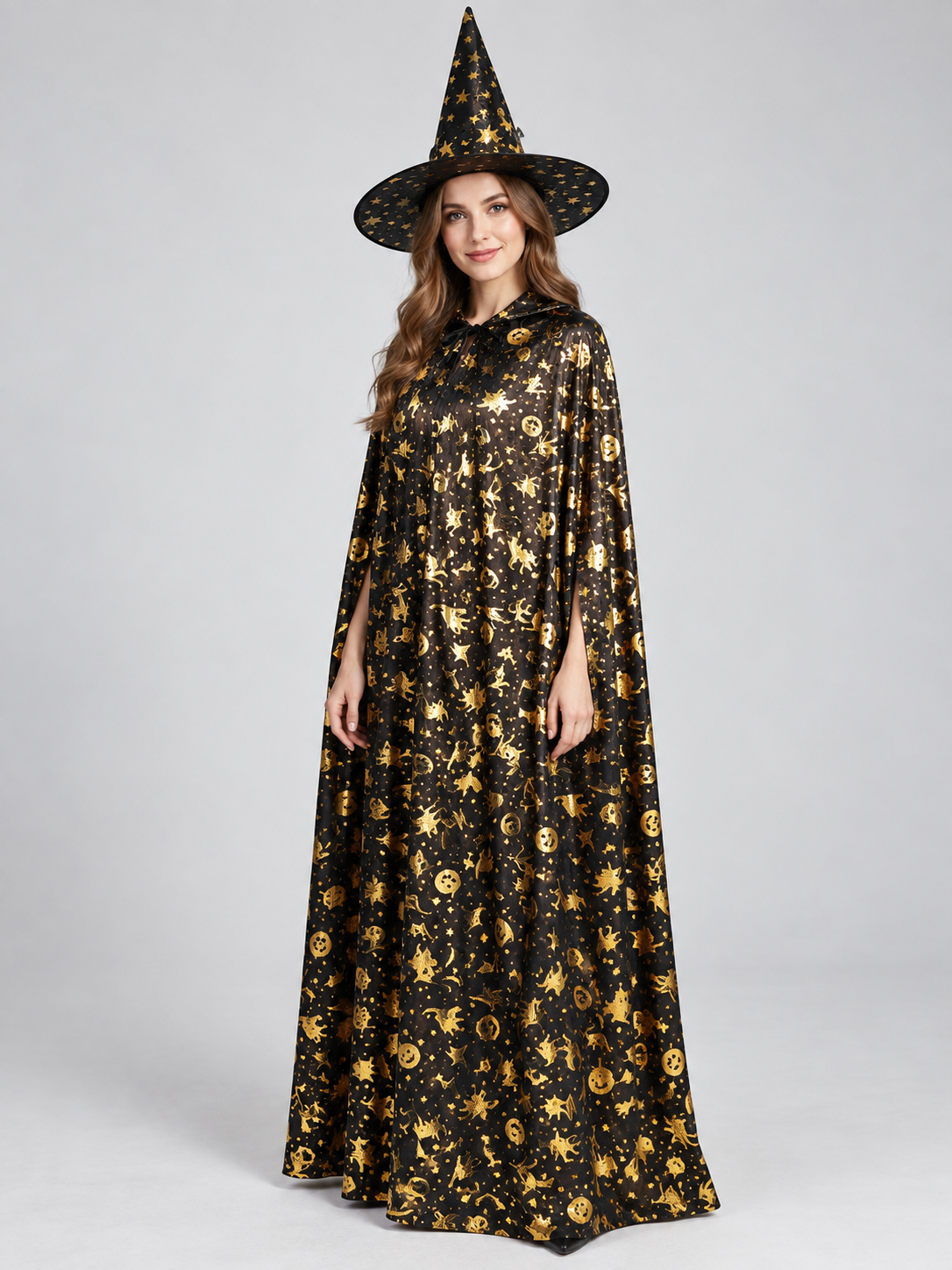 Carnival Costume with Gold Print and Hat