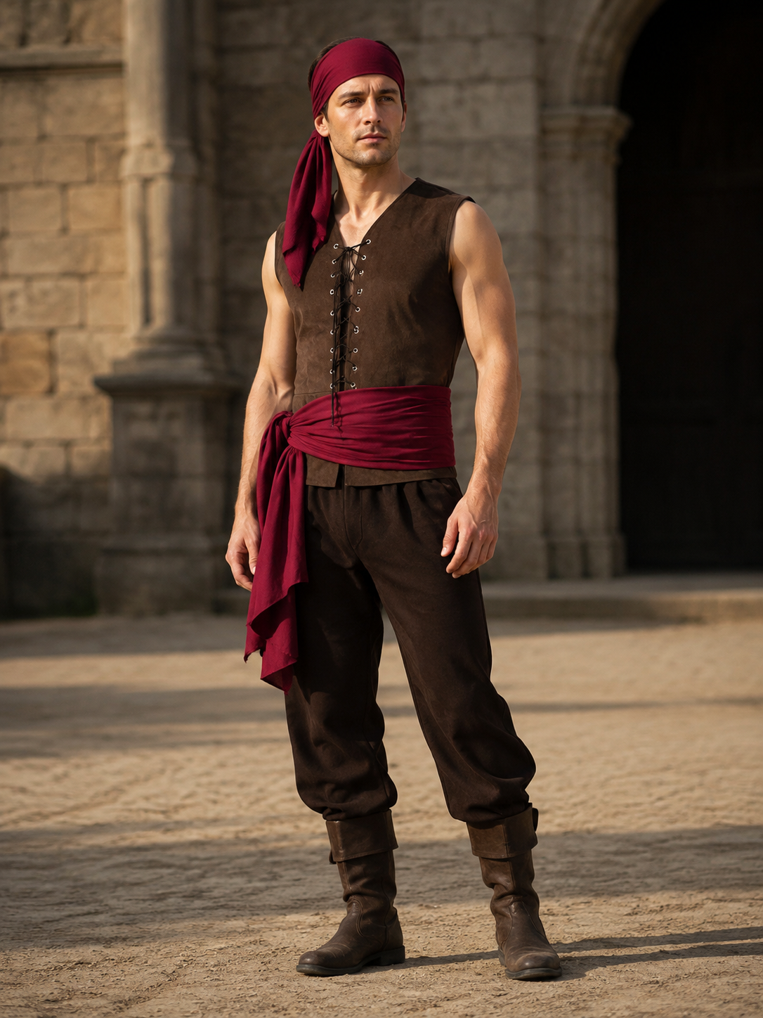 Medieval Fitted Vest for Stage Cosplay Costumes detail