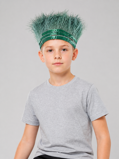 Green Carnival Headband with Long Feathers Costume Headwear detail