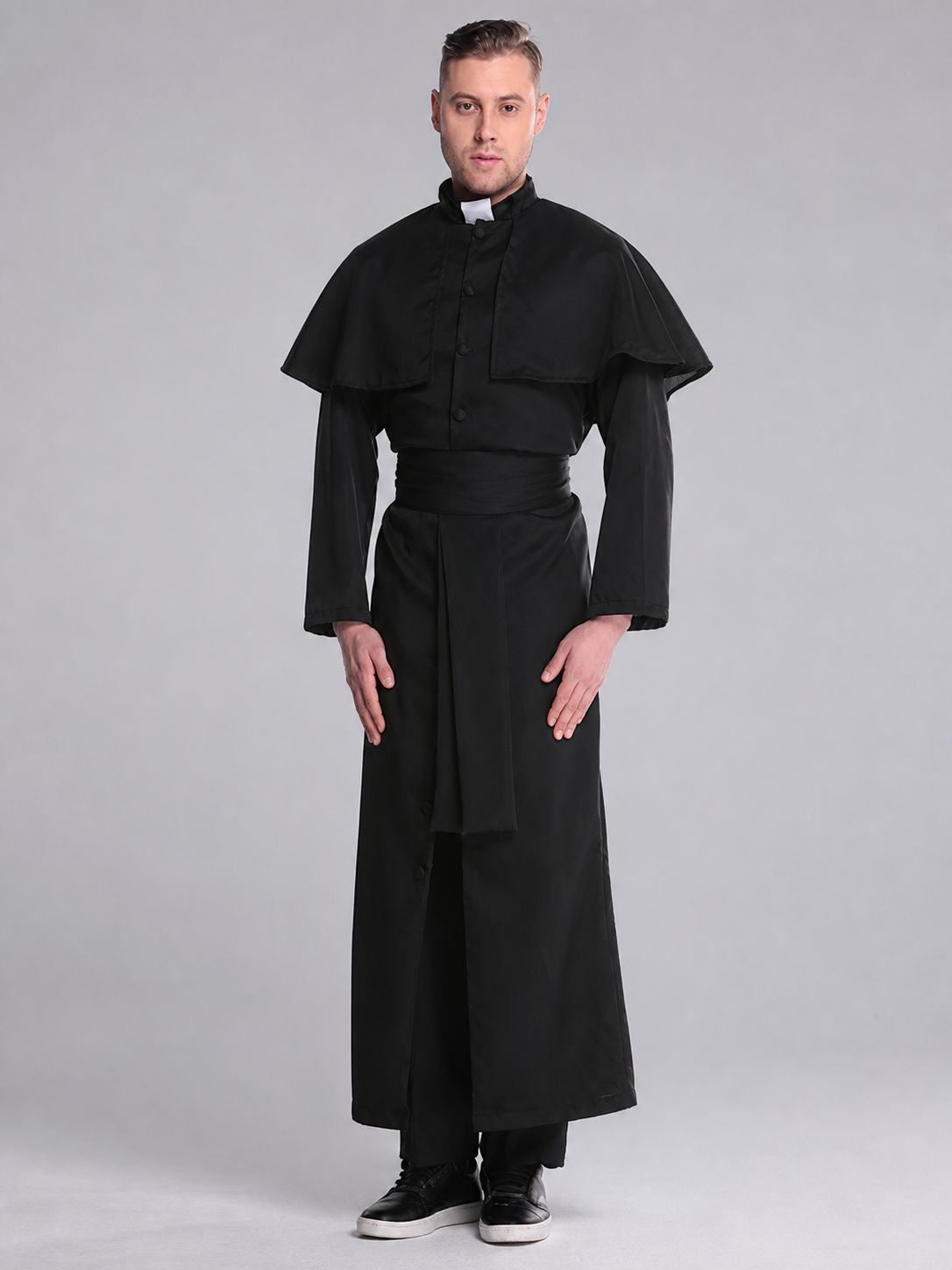 Black Ritual Robe with Capelet for Cosplay