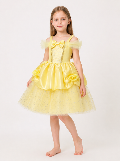 Yellow Princess Costume Dress for Halloween and Cosplay Costume Dresses detail