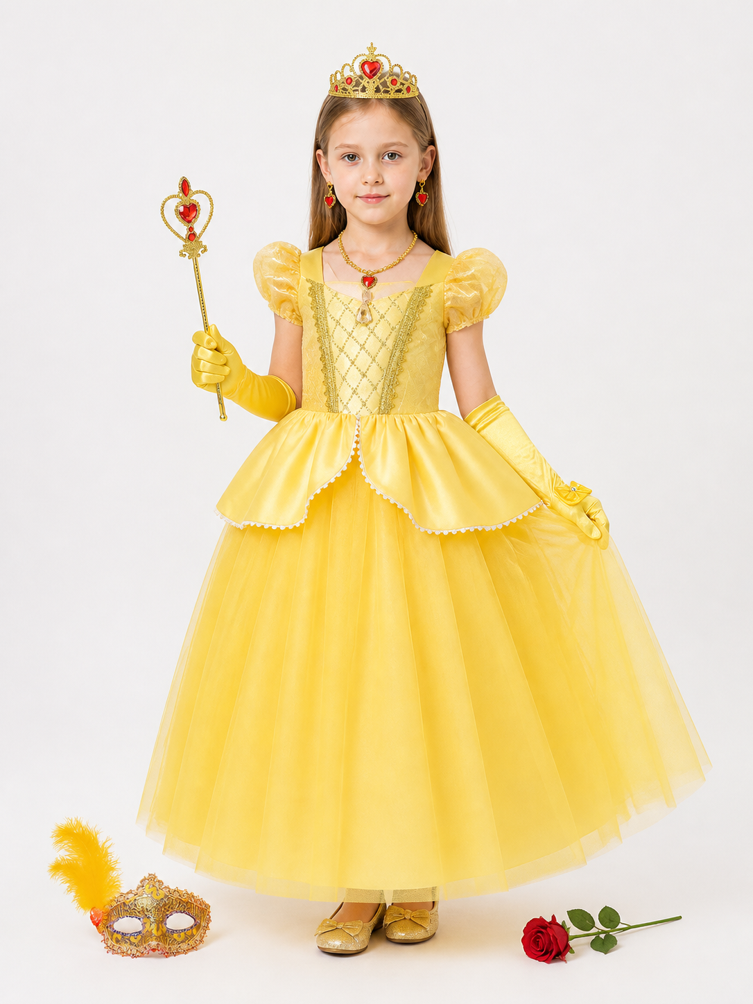 Yellow Princess Costume for Halloween and Cosplay Costumes detail
