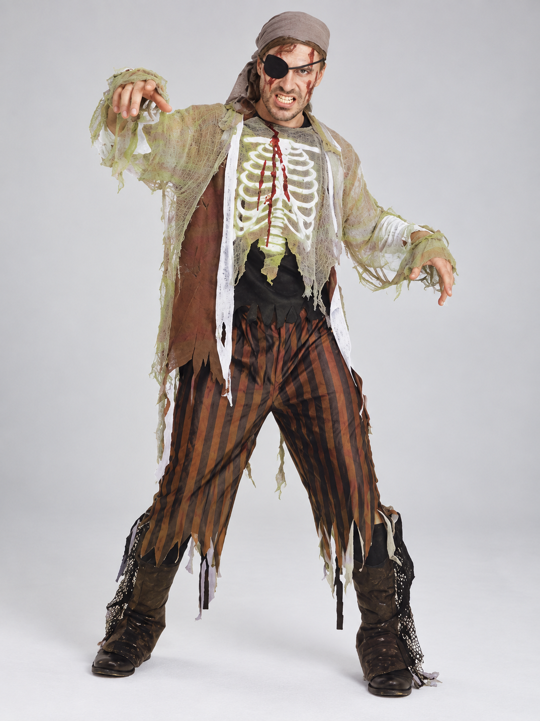 Pirate Zombie Halloween Costume with Eye Patch
