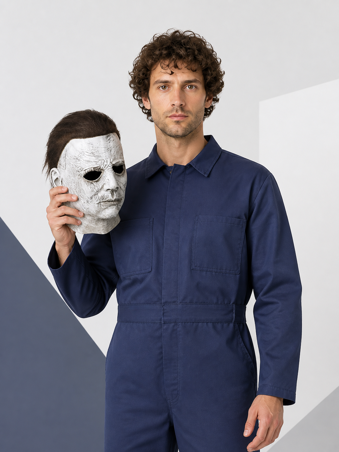 Halloween Carnival Mask with Brown Hair Costume Masks detail
