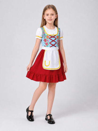 Carnival Costume Dress with Apron and Lacing