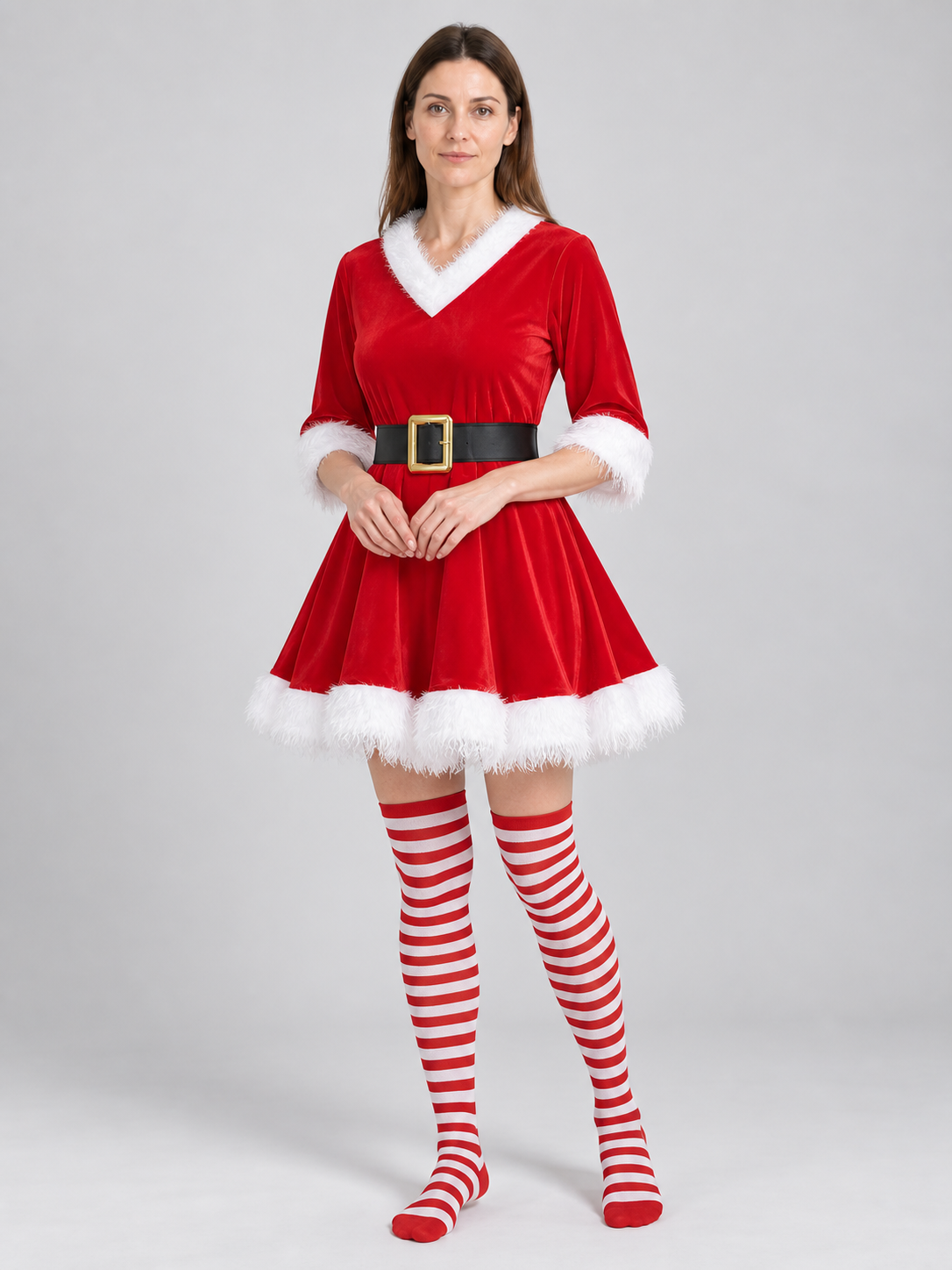 Red Costume Dress with White Fluffy Trim Costume Dresses detail