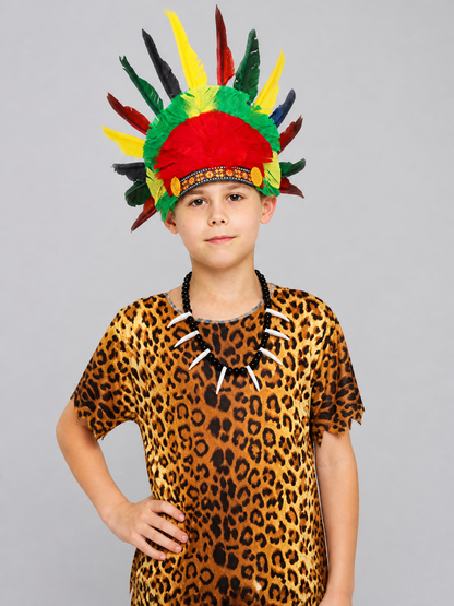 Indian-style carnival headdress with multicolored feathers Costumes detail