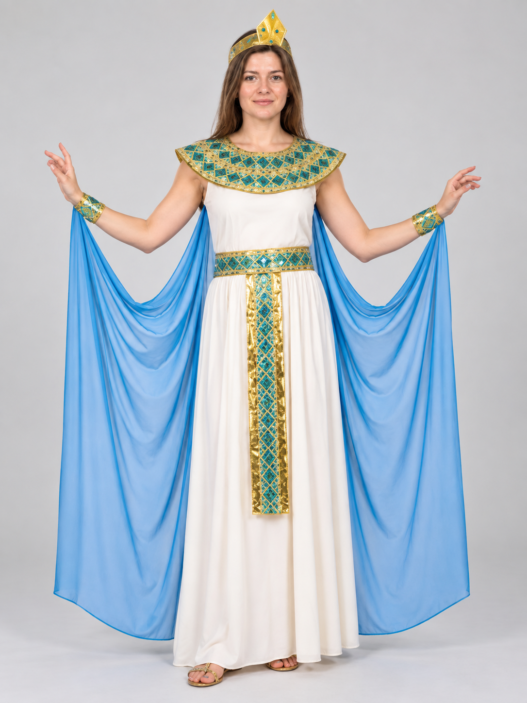 Blue Egyptian Carnival Costume with Headpiece