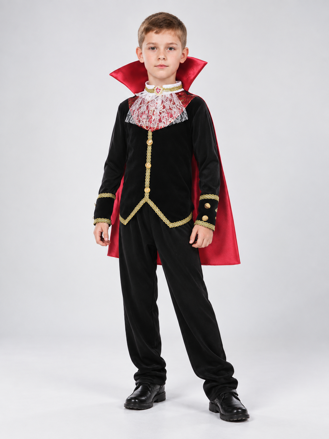 Children's Vampire Costume with Red Cape Costume Capes detail