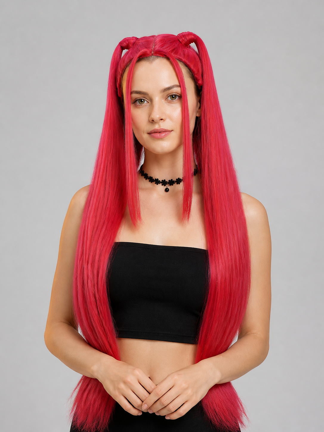 Long Straight Red Carnival Wig for Cosplay Costume Wigs detail