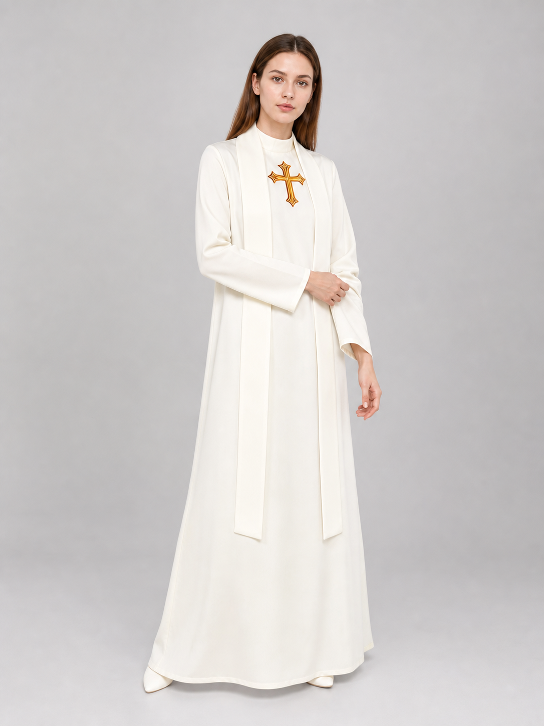 Cosplay Costume: White Cassock with Cross and Belt