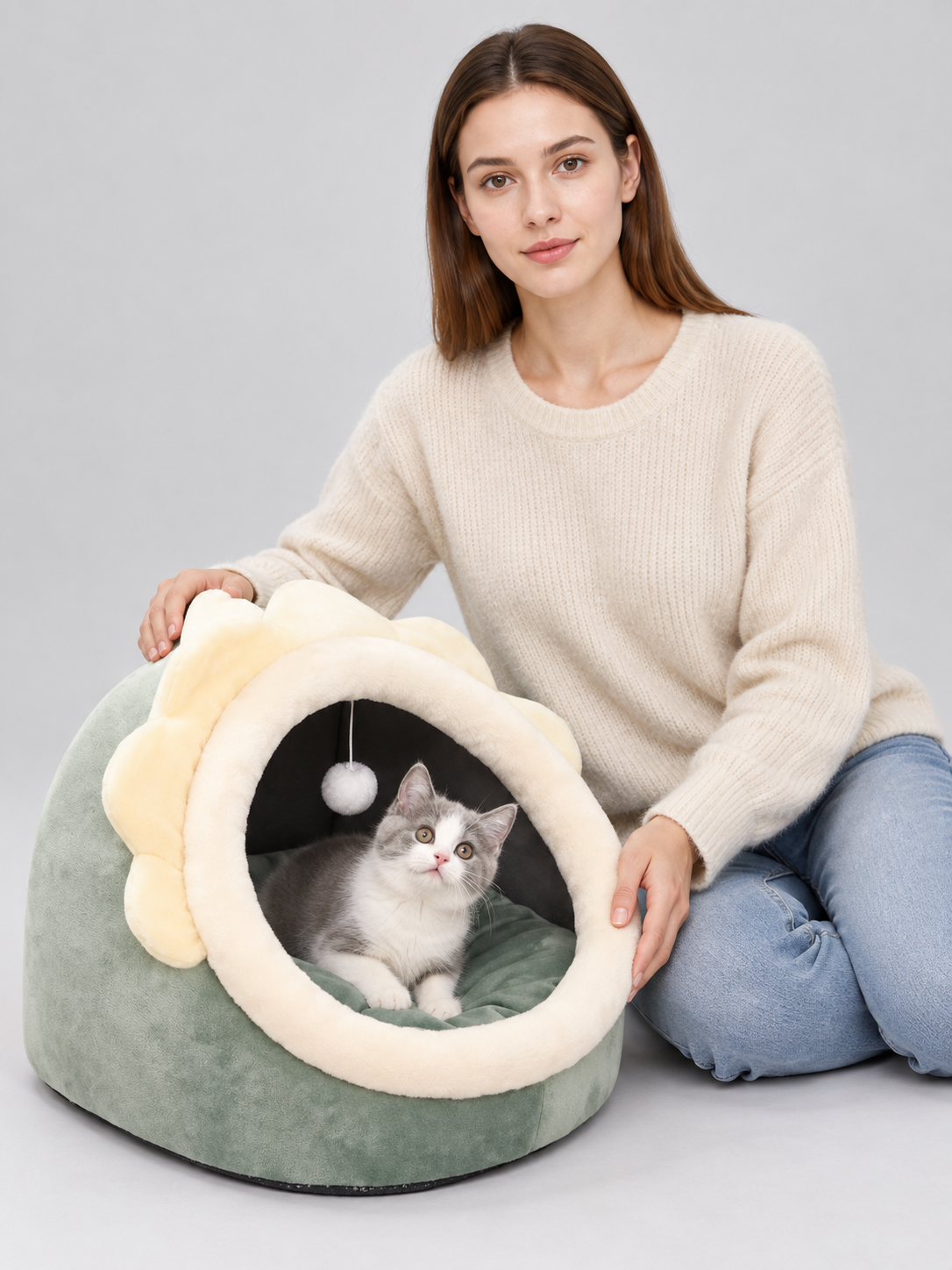 Pet House Bed with Hanging Ball product detail