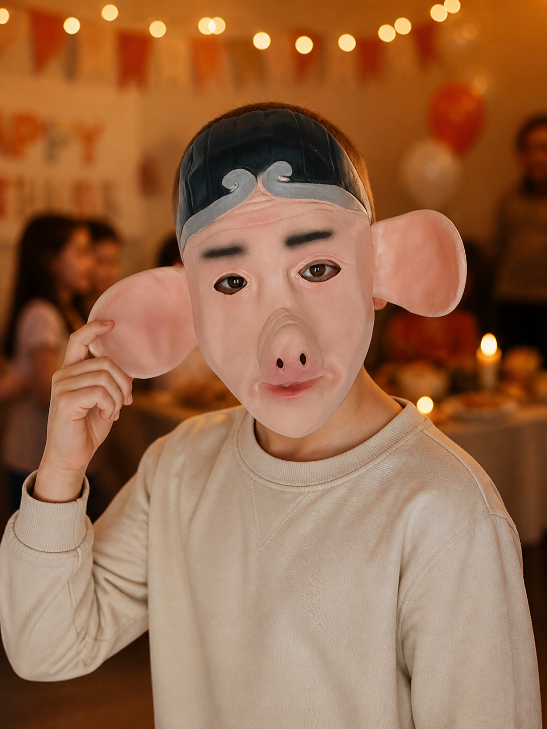 Full-Face Zhu Bajie Pig Carnival Mask Costume Masks detail