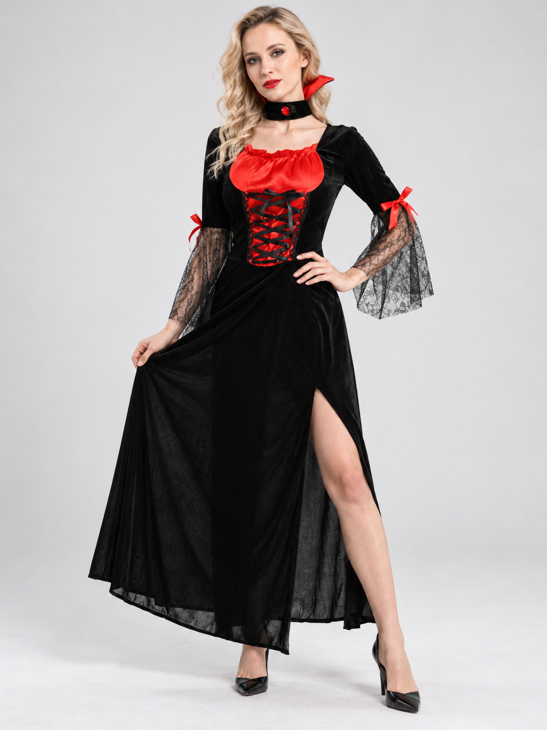 Carnival Costume: Black Dress with Red Accents