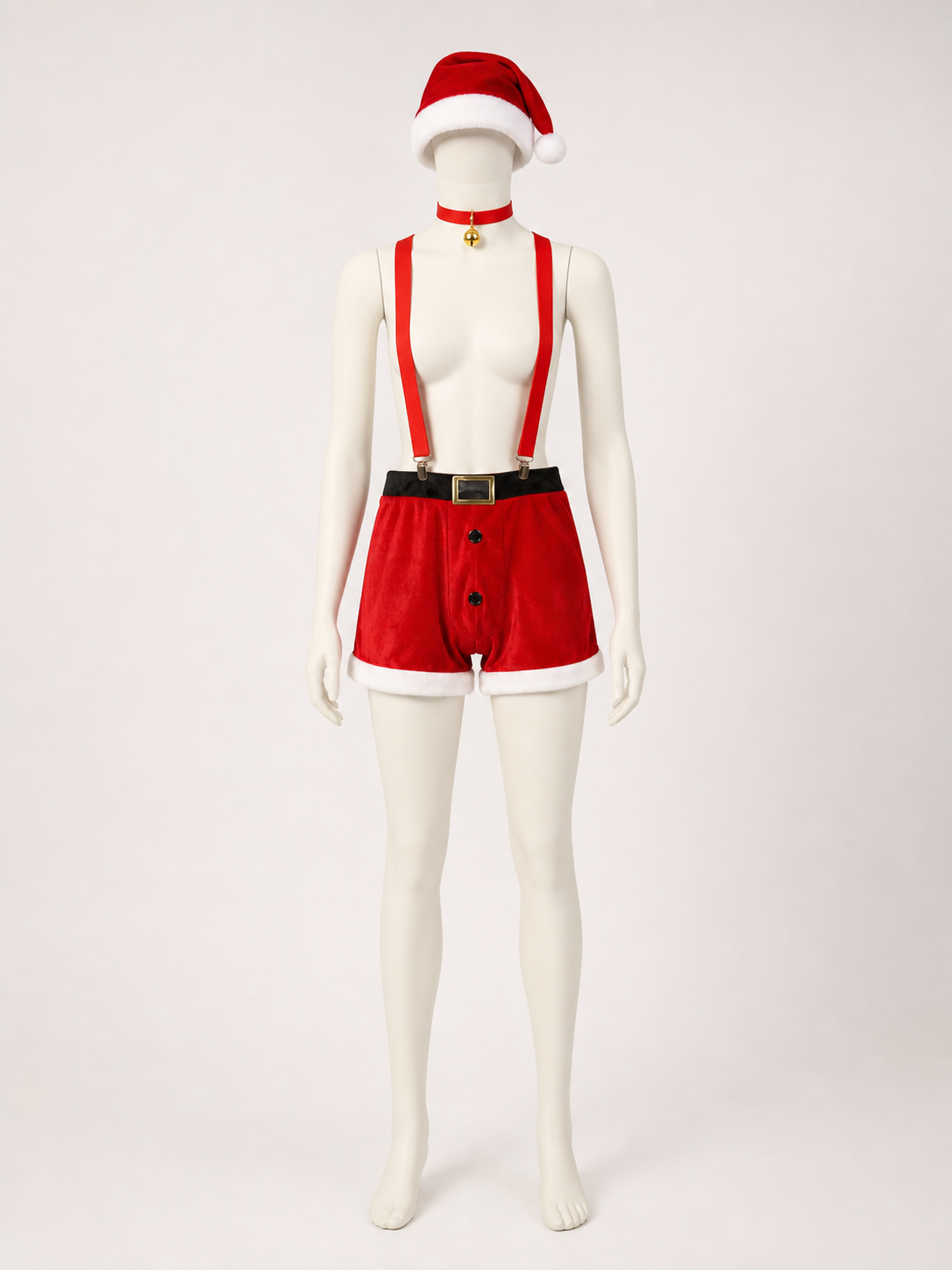 Christmas costume with shorts, hat, and collar