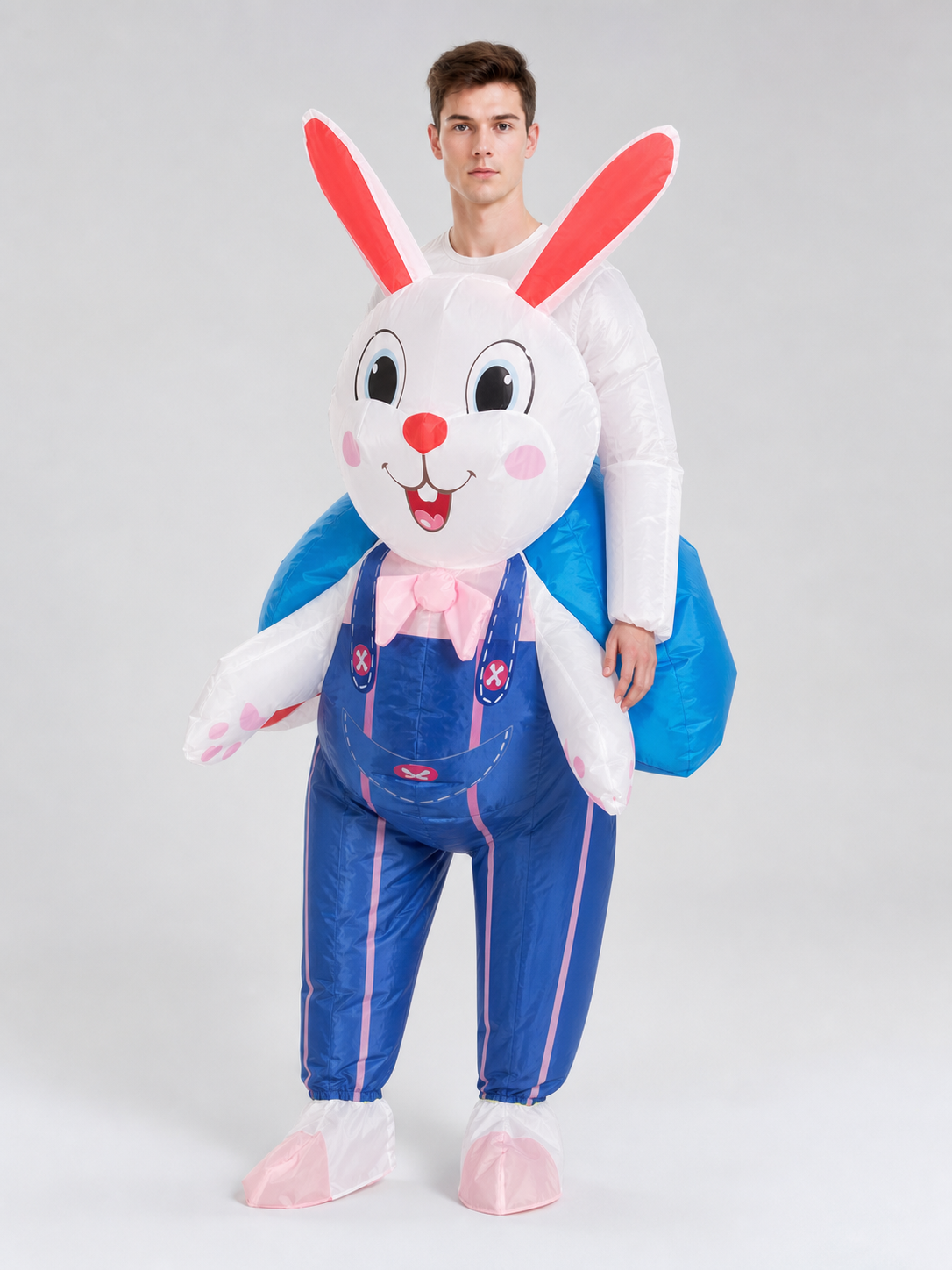Inflatable Rabbit Costume with Blue Overalls