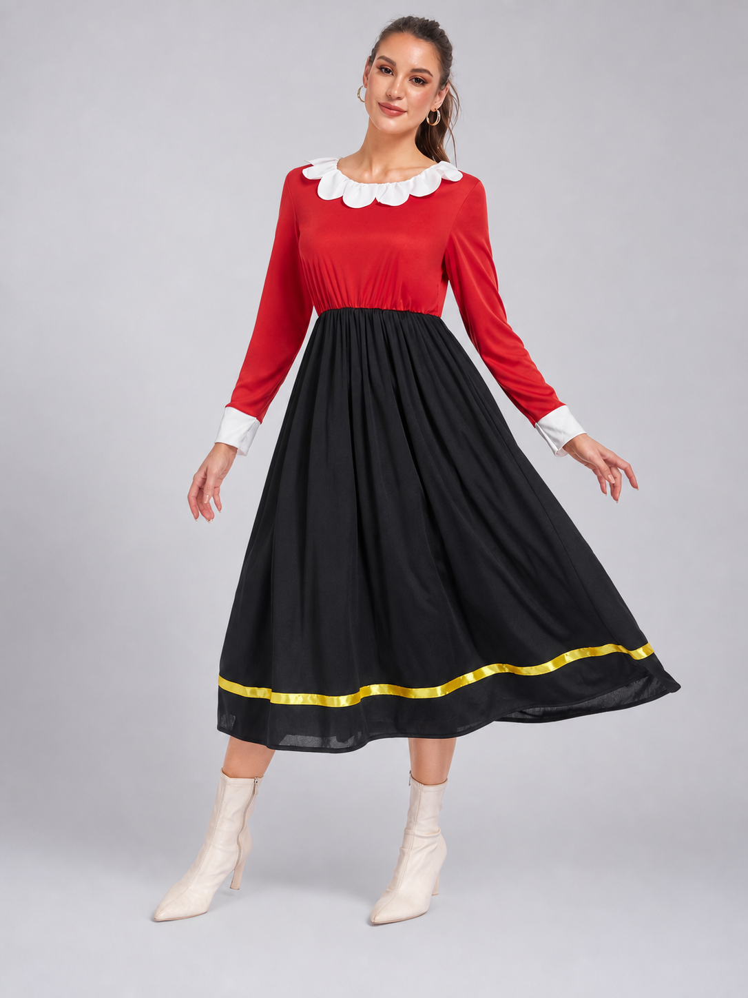 Sailor Cosplay Dress, Red and Black with Yellow Trim