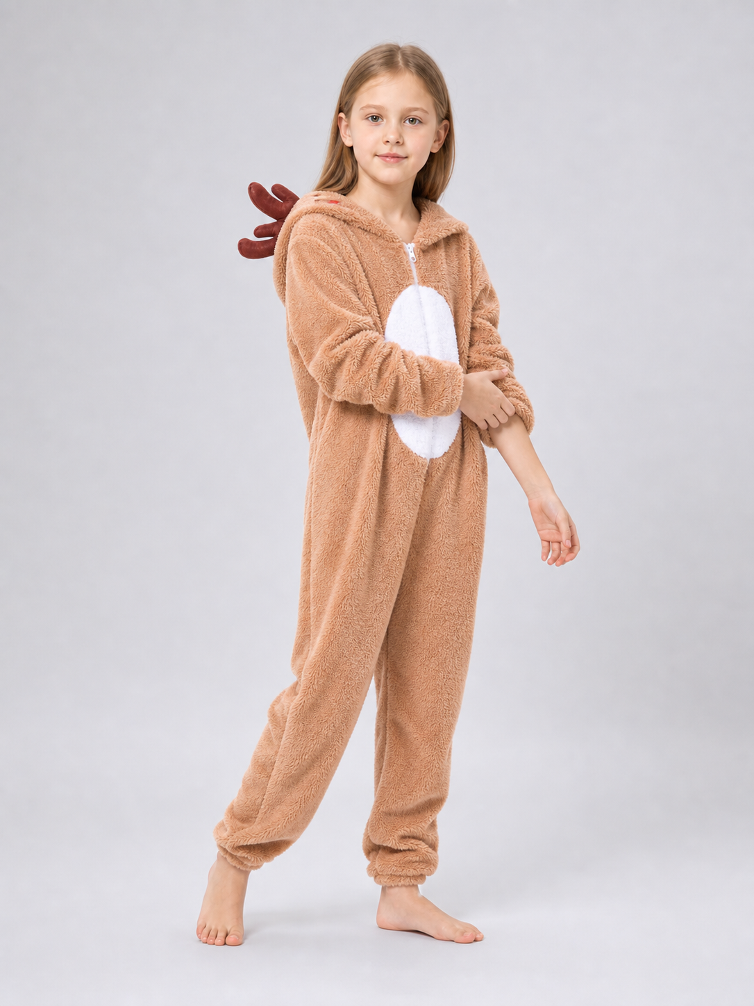 Reindeer costume with hood and zipper