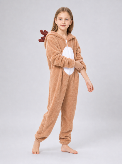Reindeer costume with hood and zipper