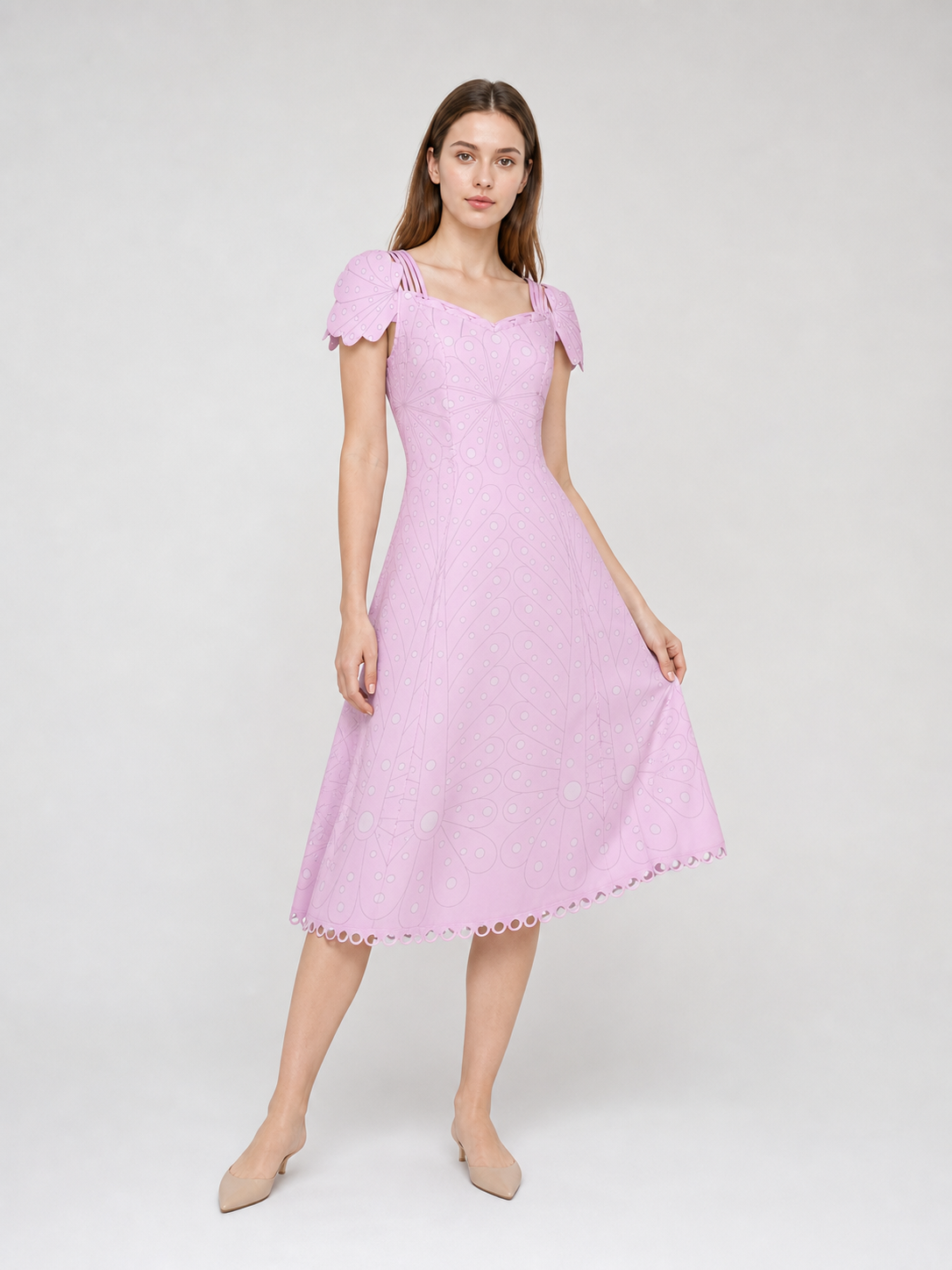 Pink Cosplay Dress with Bow and Pattern