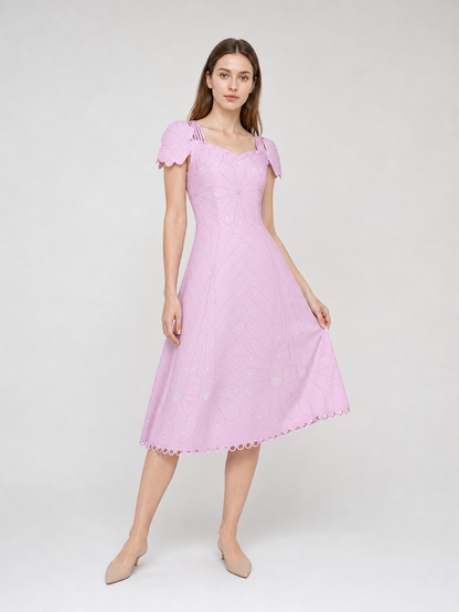 Pink Cosplay Dress with Bow and Pattern