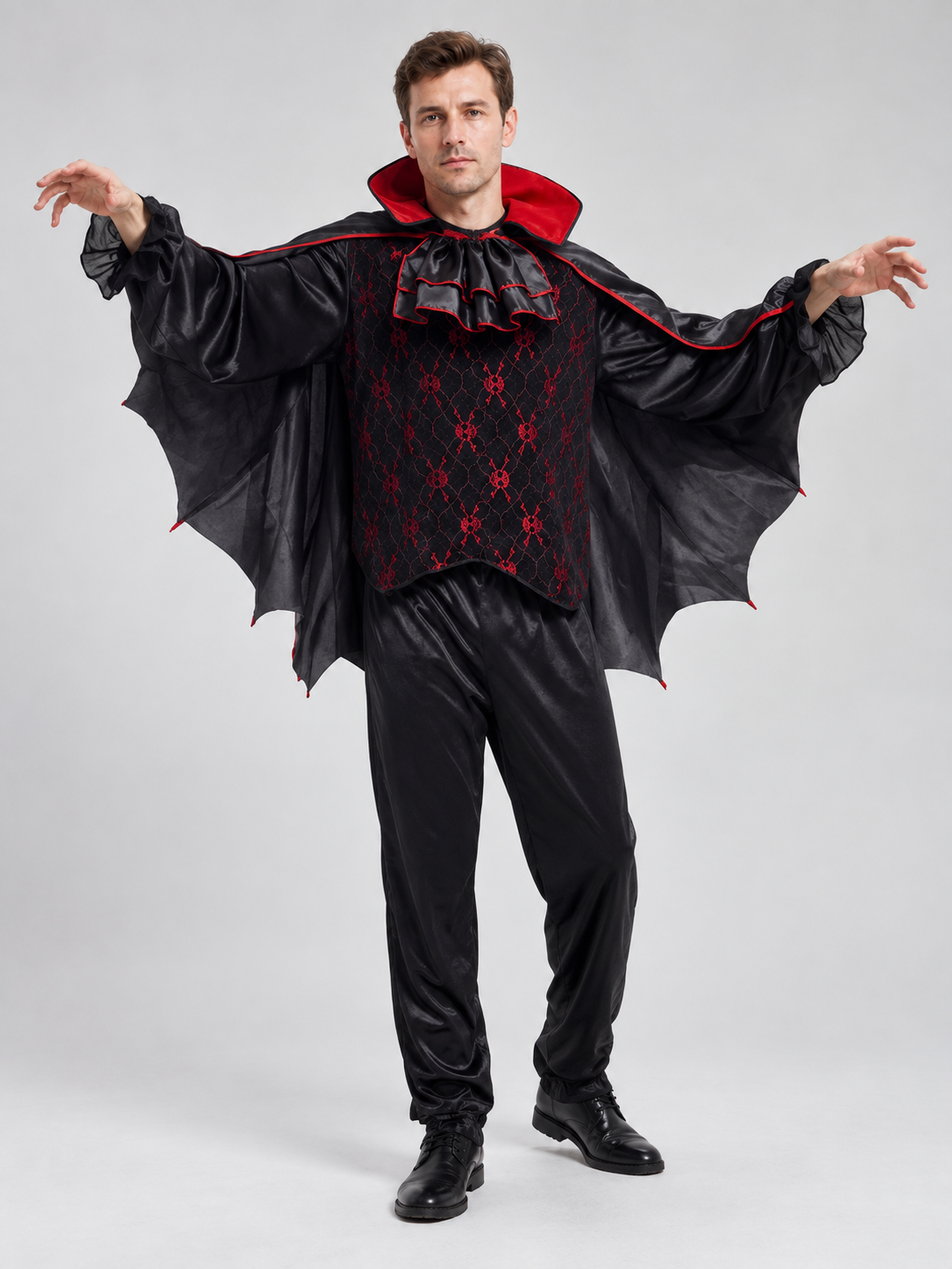 Vampire Costume with Bat-Wing Cape and Collar Costume Capes detail