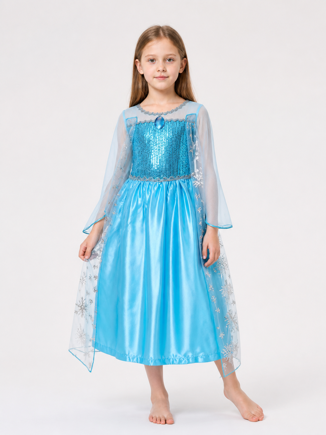 Blue Snow Queen Costume for Girls for Halloween Costumes detail