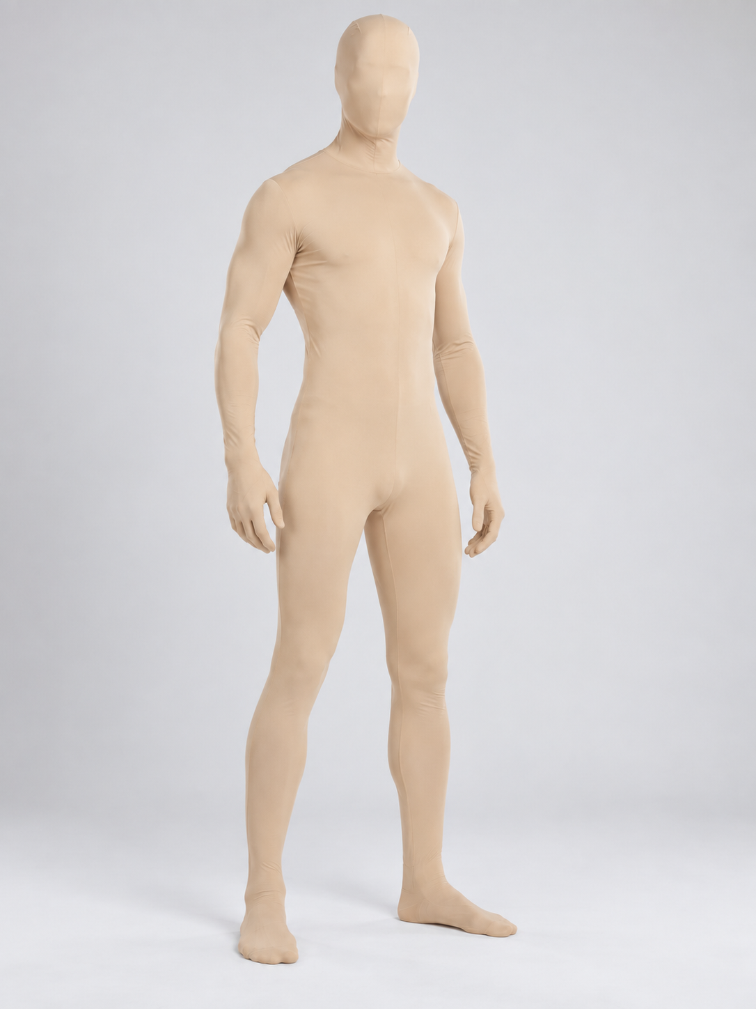 Flesh-toned skintight hooded jumpsuit product detail