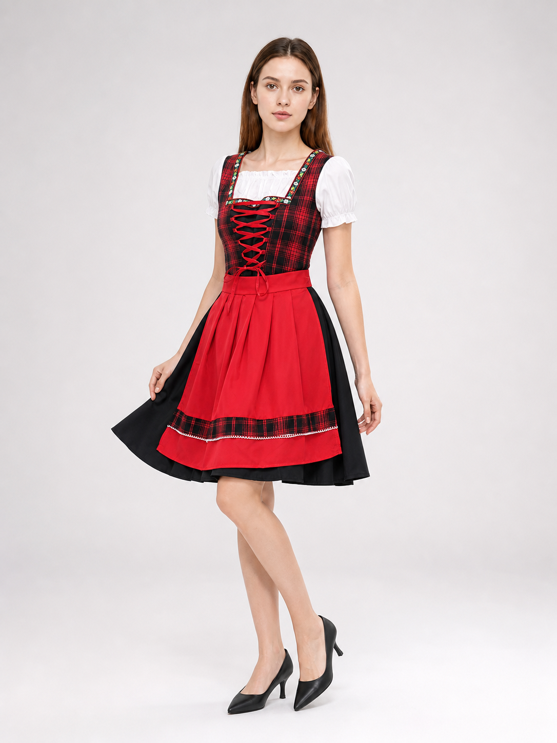 Plaid Oktoberfest-style costume dress