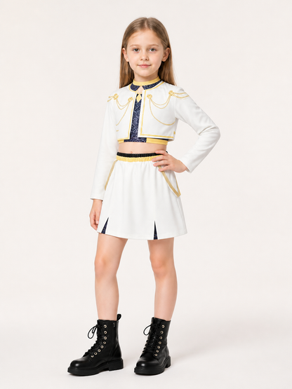 White and Blue Halloween Costume Set on-model front view