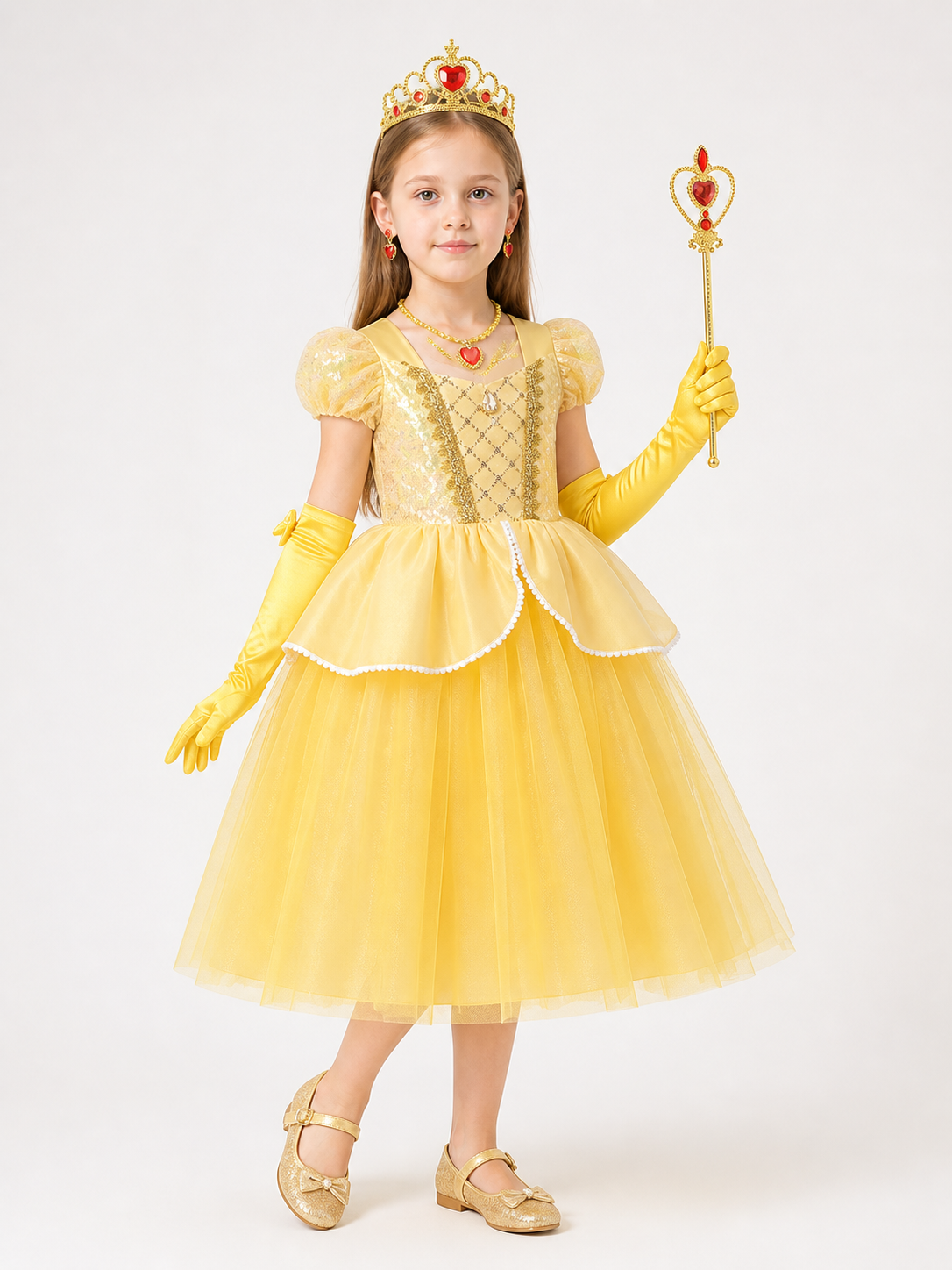 Princess Costume with Yellow Dress for Halloween Costume Dresses detail