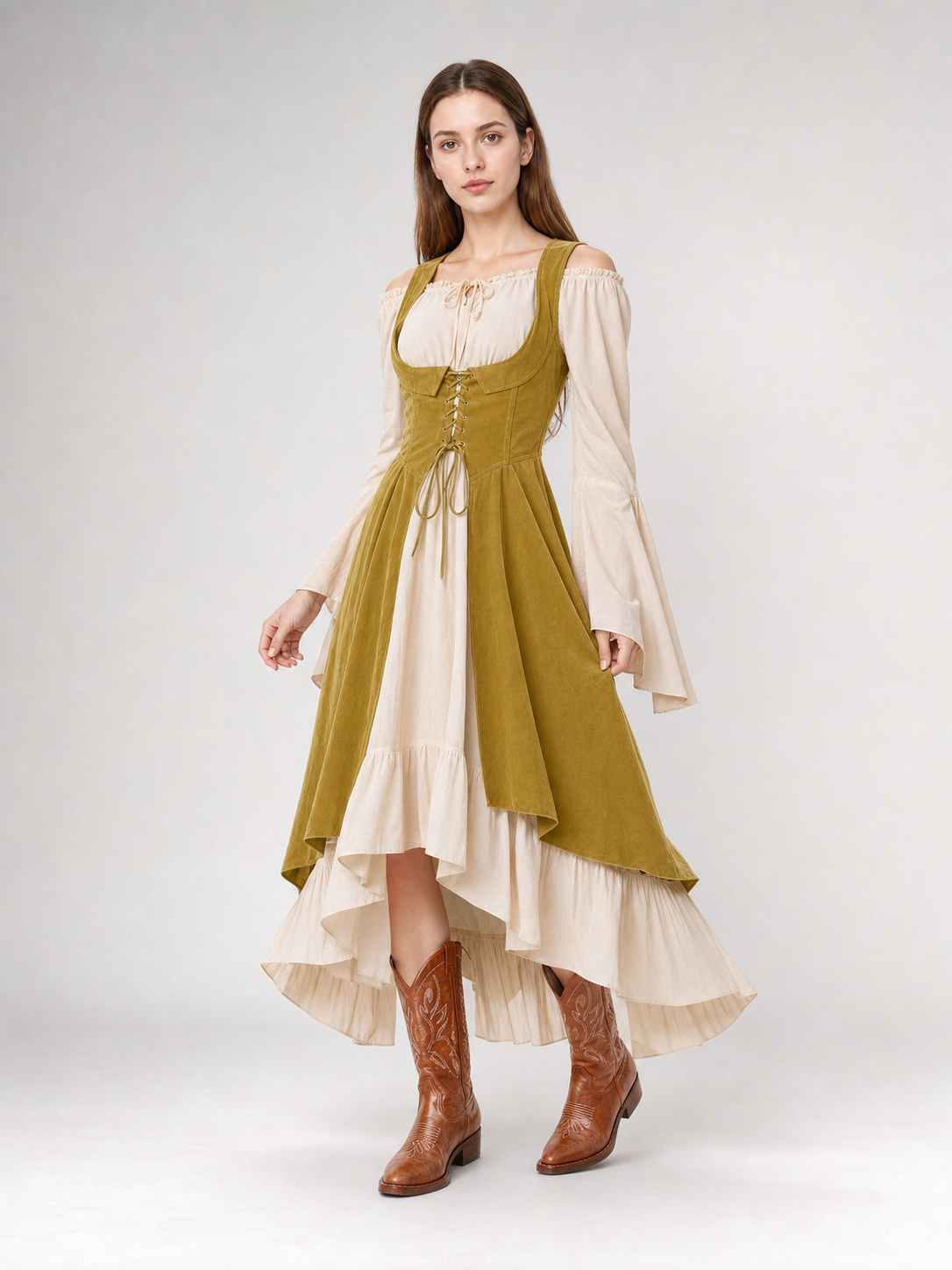 Renaissance-Style Costume Dress with Lacing