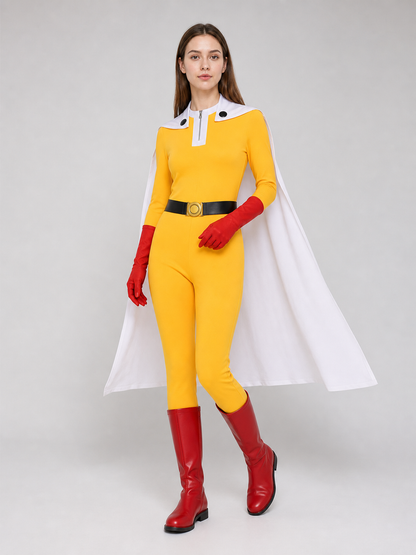 Saitama Cosplay Costume from One-Punch Man with Cape