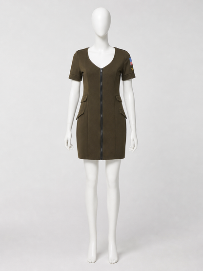 Olive Pilot Costume Dress with Zipper